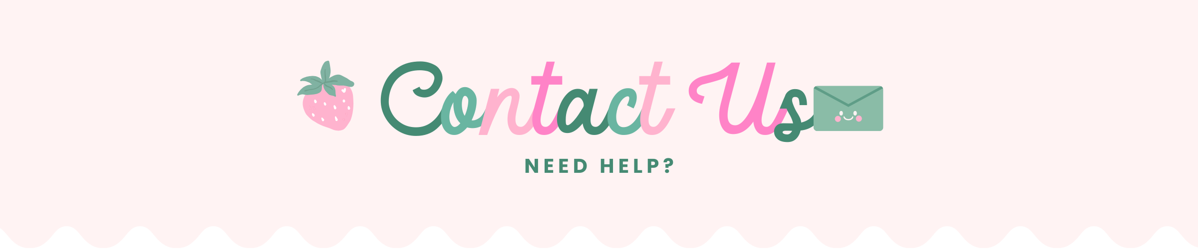 Contact us banner with a strawberry icon and text on a white background