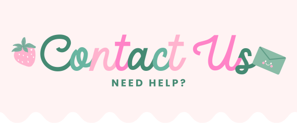 Text 'Contact Us' with decorative elements on a light pink background