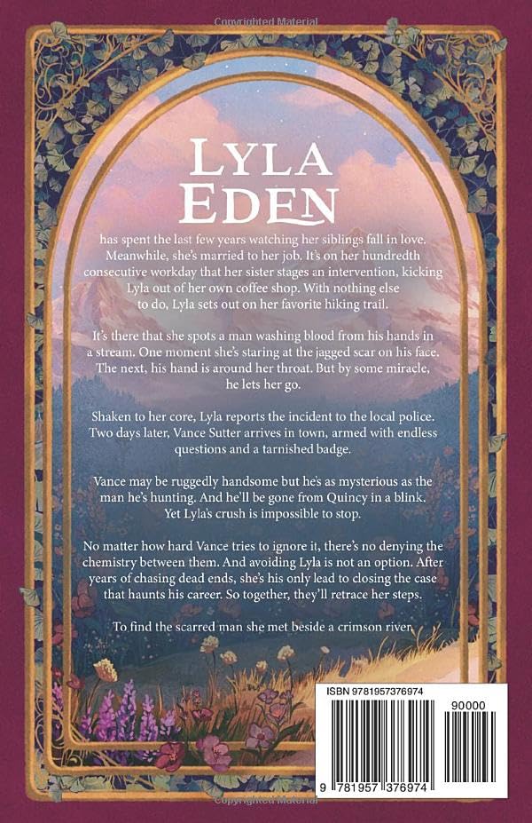 Book back cover with text and decorative elements on a purple background