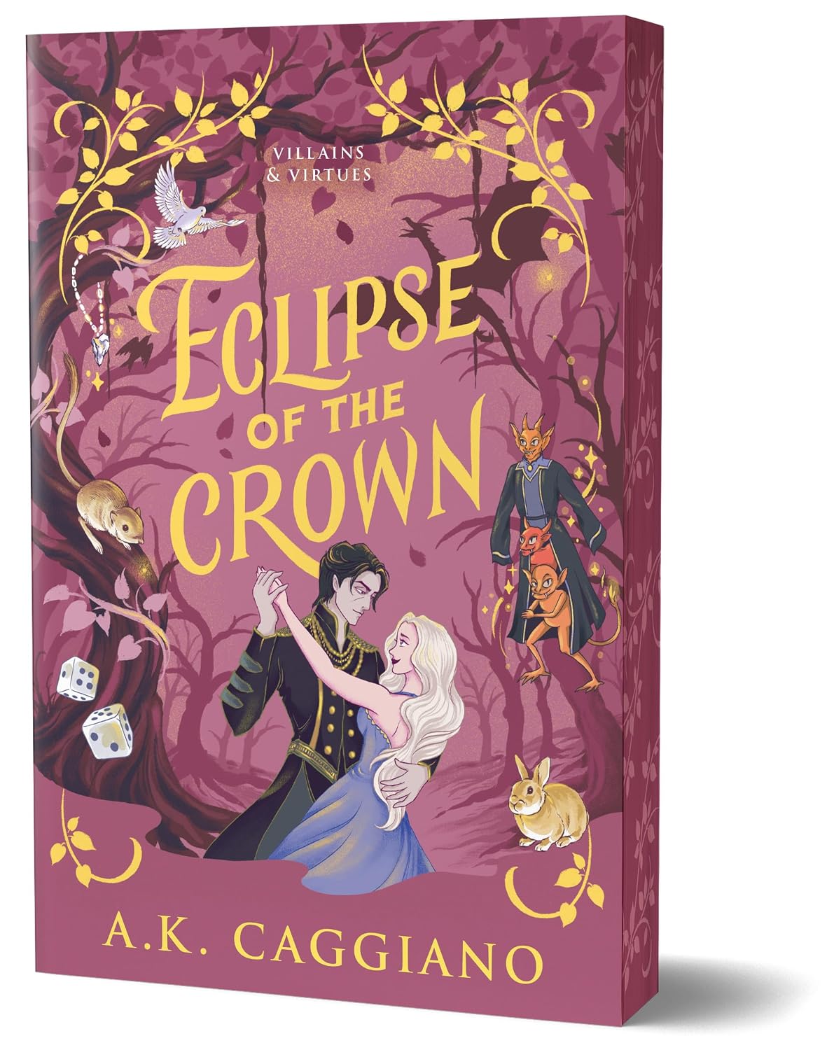 Book cover of 'Eclipse of the Crown' by A.K. Caggiano with a purple background and characters holding hands.