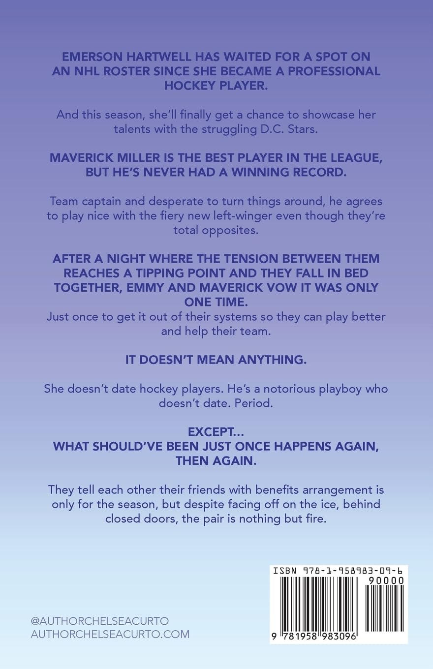 Book back cover with text about a hockey player and a Playboy character, featuring a barcode and author information.
