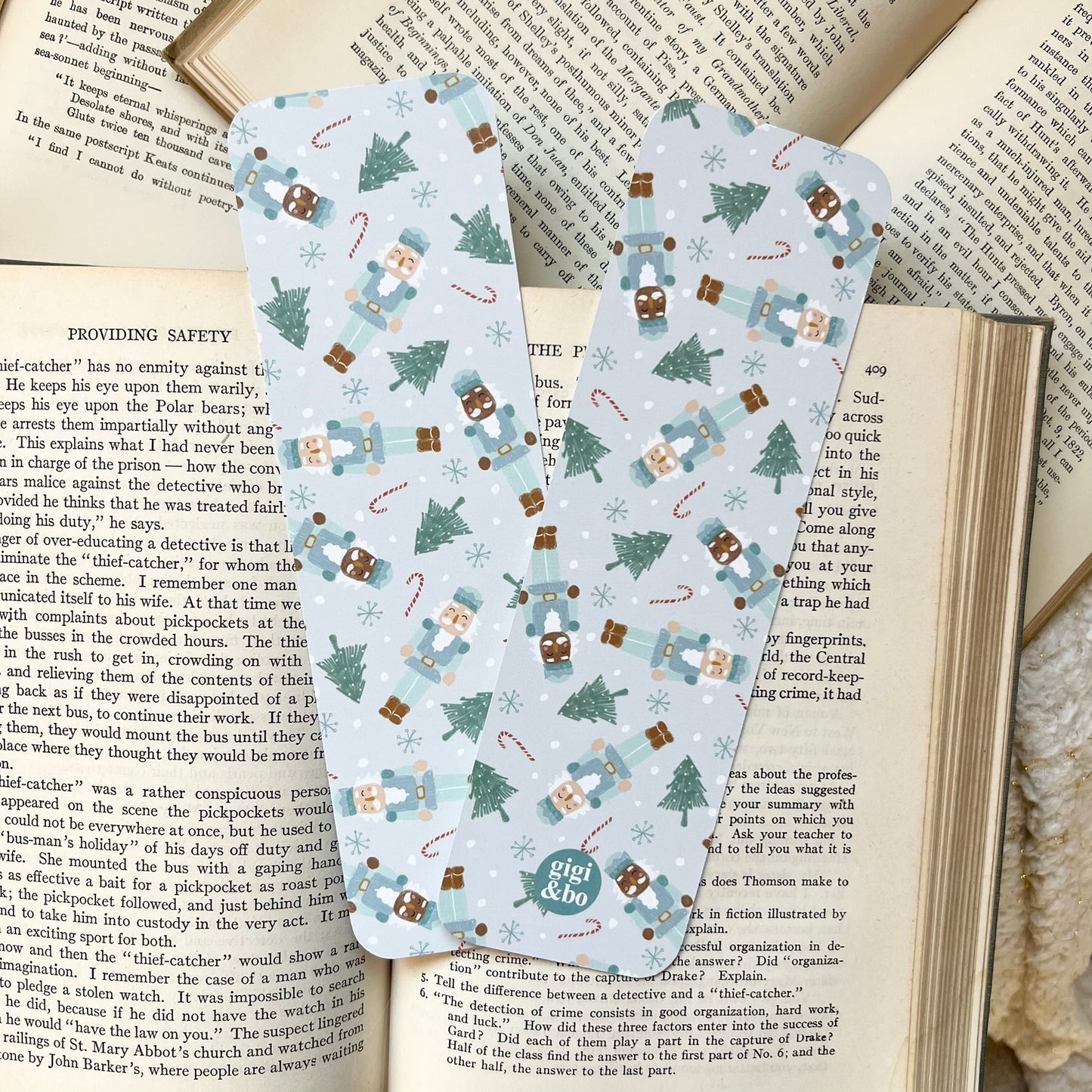 Green holiday nutcracker bookmark