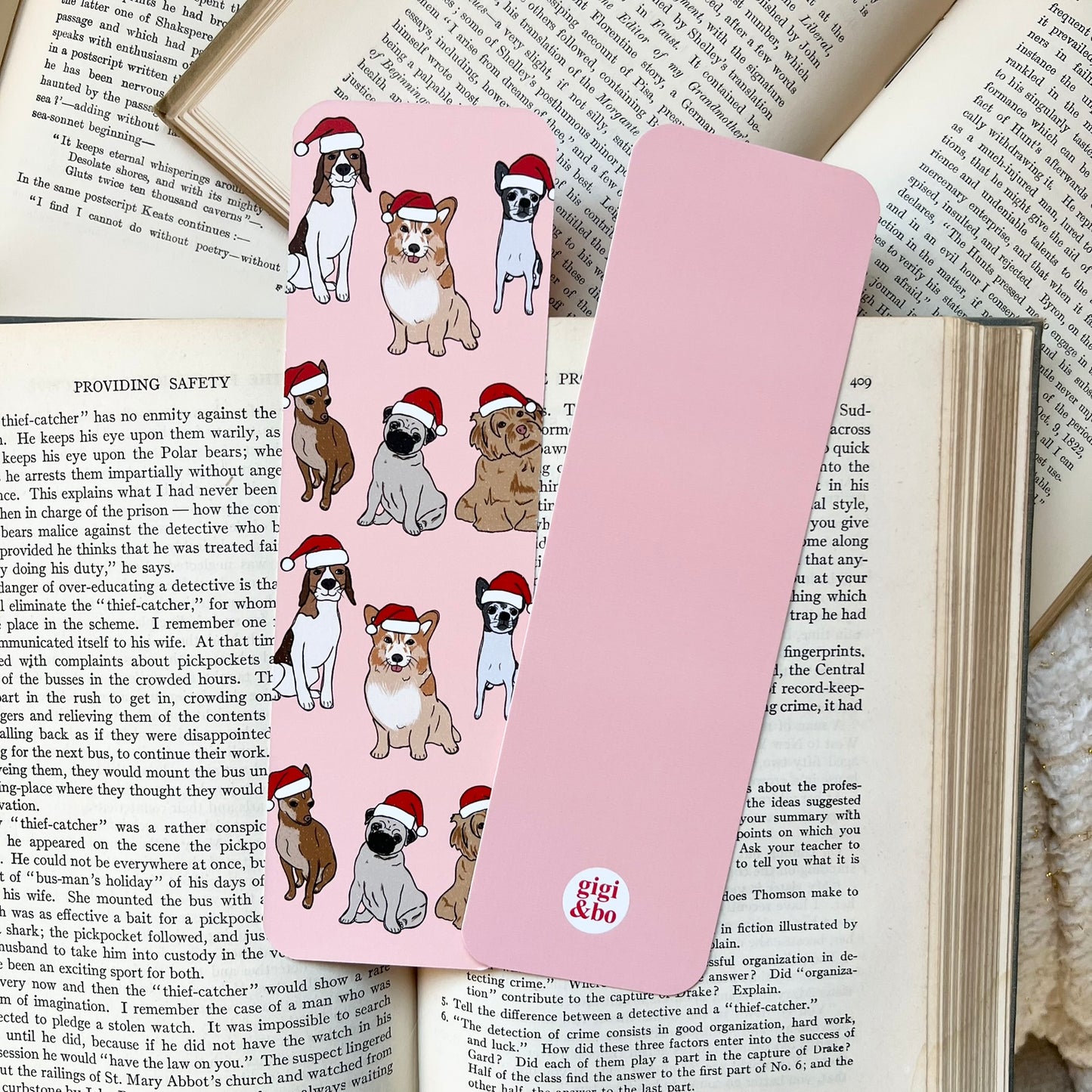 Santa paws holiday dog bookmark
