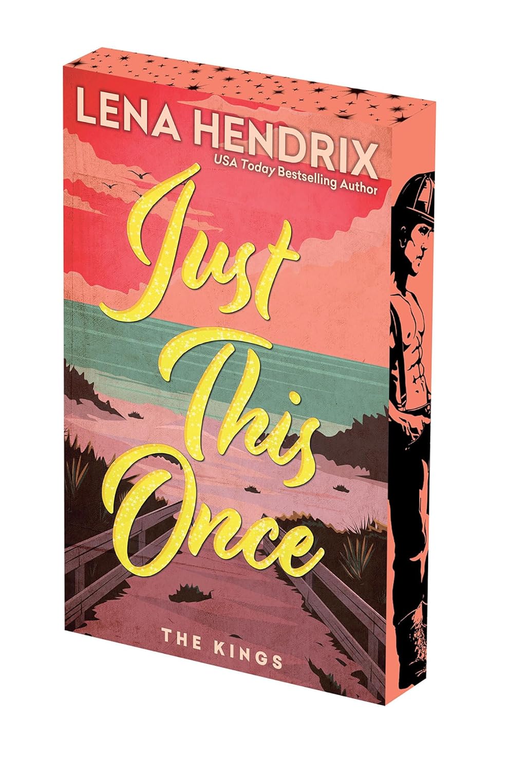 Book cover of 'Just This Once' by Lena Hendrix with a scenic illustration and silhouette.