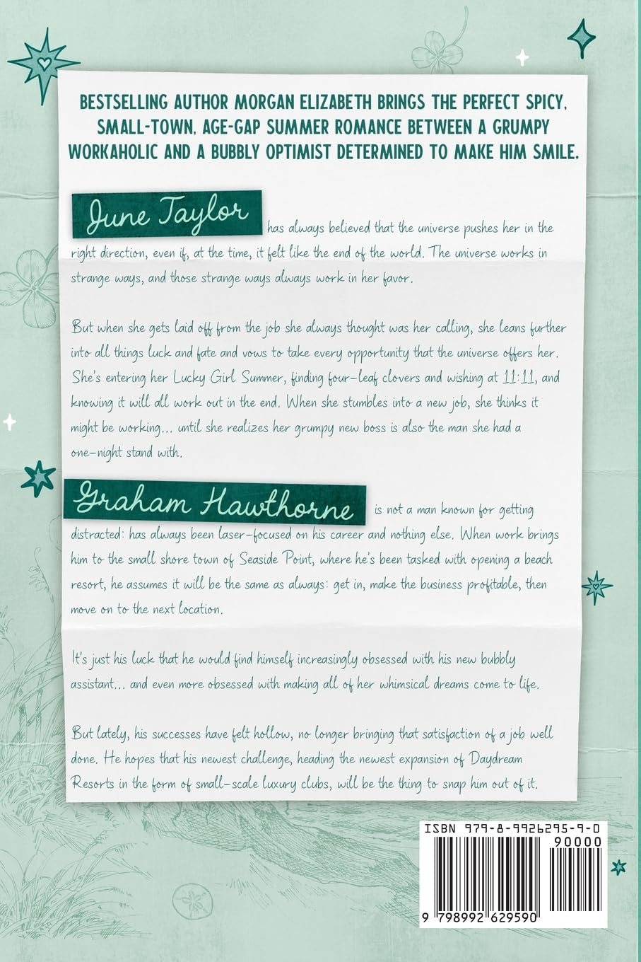 Back cover of a book featuring a light aqua background with teal decorative corner flourishes, a central title block, author names Jane Taylor and Graham Hawkstone in teal banners, several paragraphs of black text, and a barcode at the bottom right.