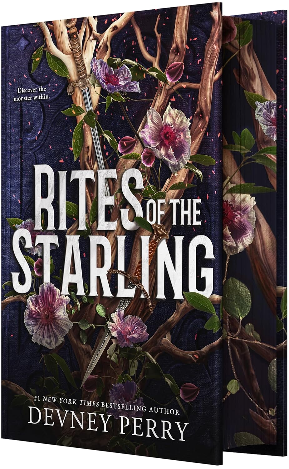 Book cover of 'Rites of the Starling' with floral and antler design