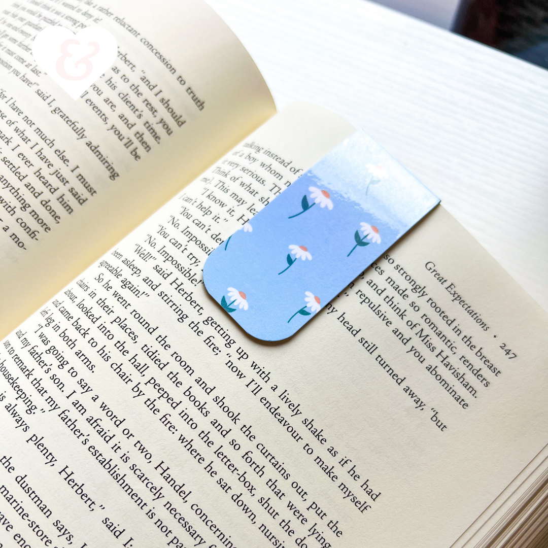 Floral bookmark on an open book