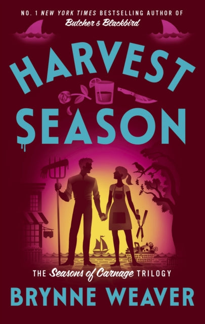 Book cover of 'Harvest Season' by Brynne Weaver with a silhouette of a man and woman holding hands against a sunset background.
