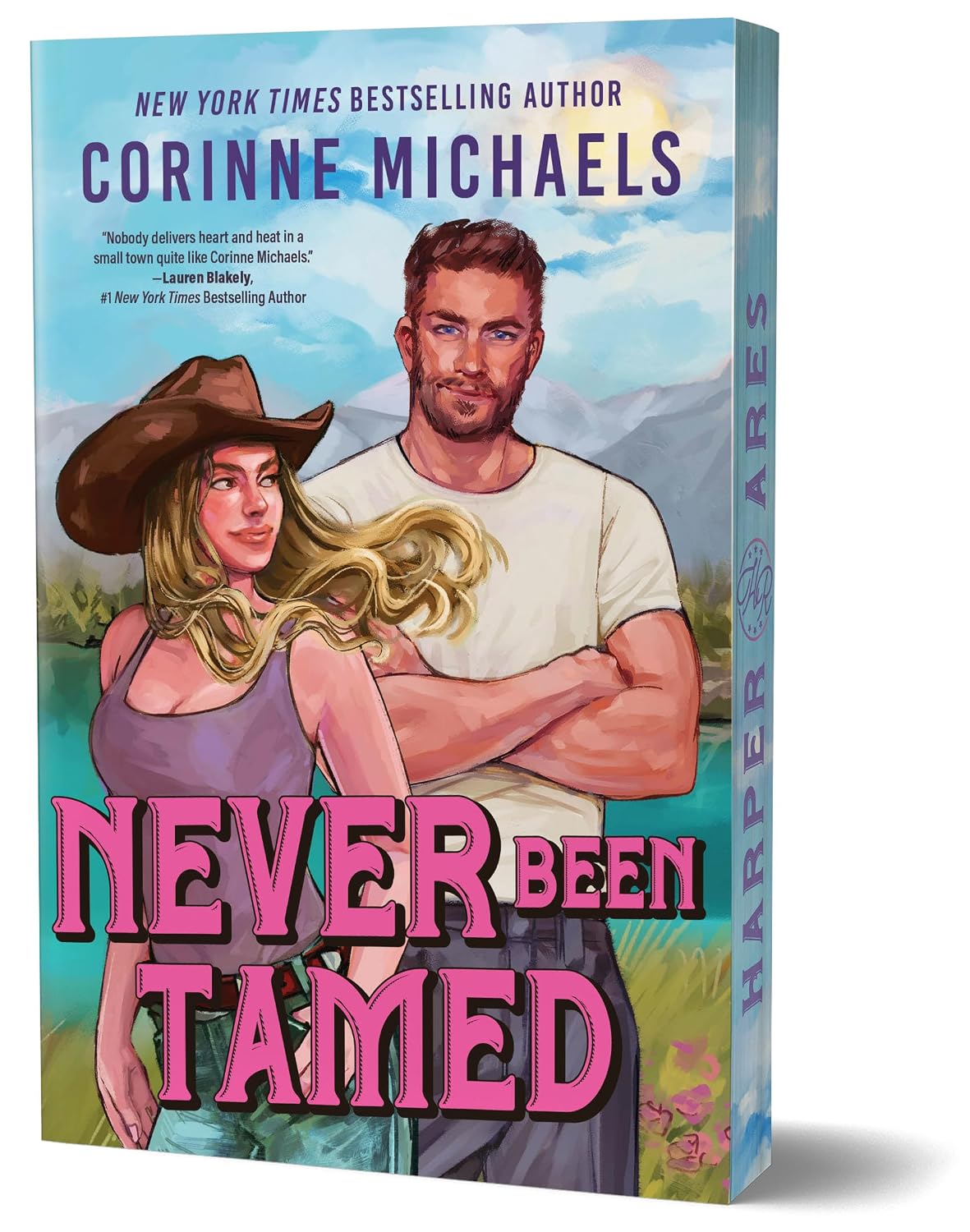 Book cover of 'Never Been Tamed' by Corinne Michaels with a man and woman illustration.