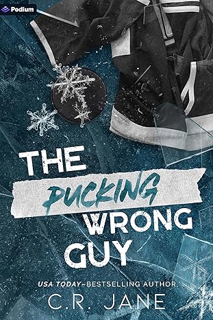 Book cover of 'The Pucking Wrong Guy' with hockey-themed design and text.