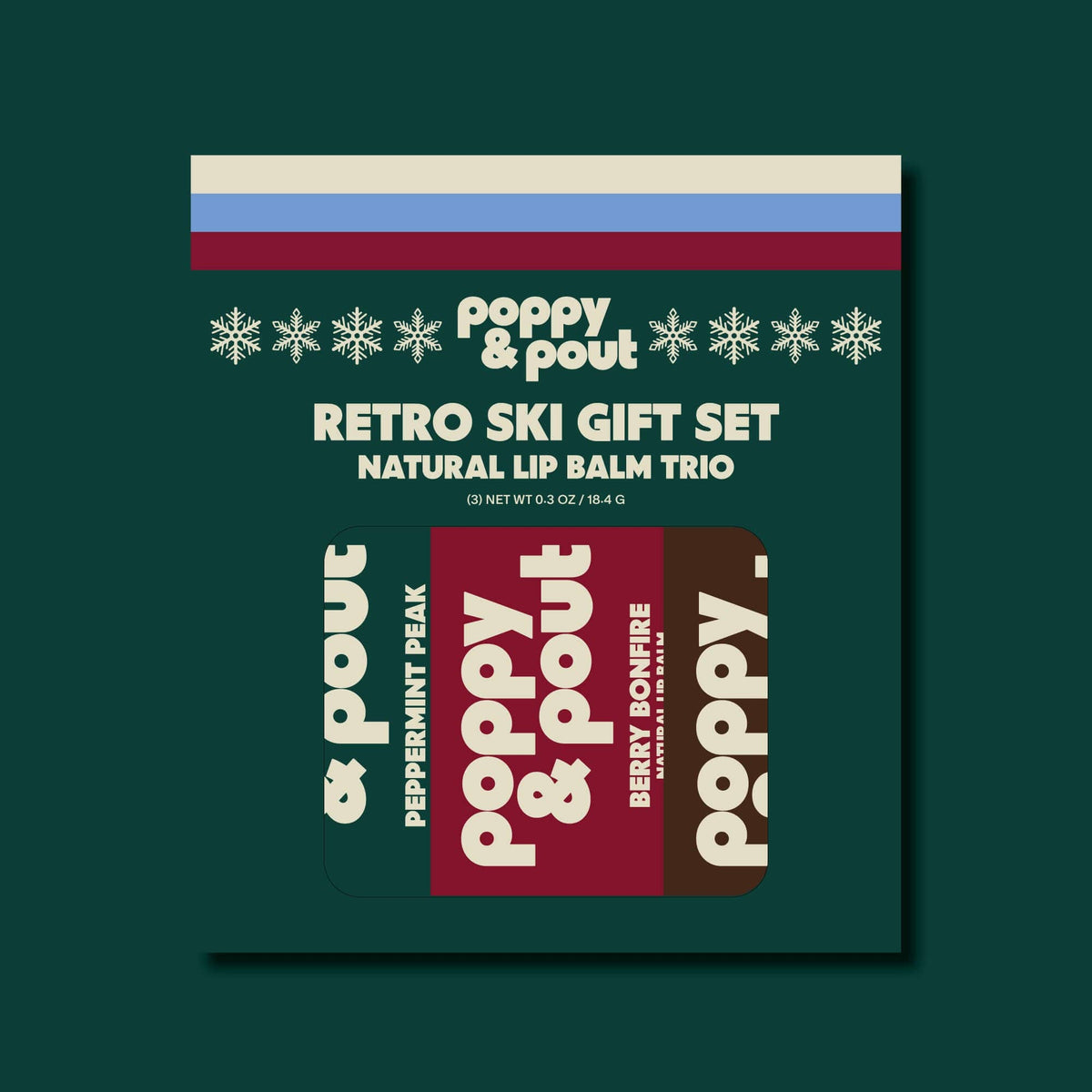 Lip Balm Trio Ornament Retro Ski (Limited Edition) by Poppy & Pout