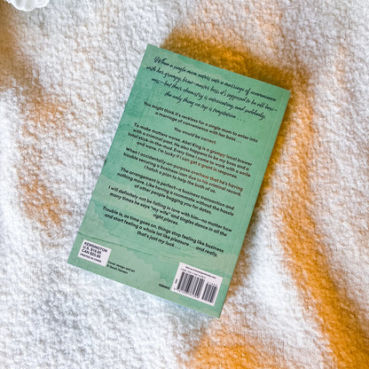 Book back cover with text on a textured fabric background