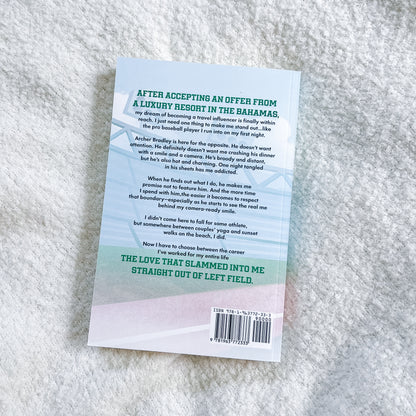 Book back cover with text on a textured surface