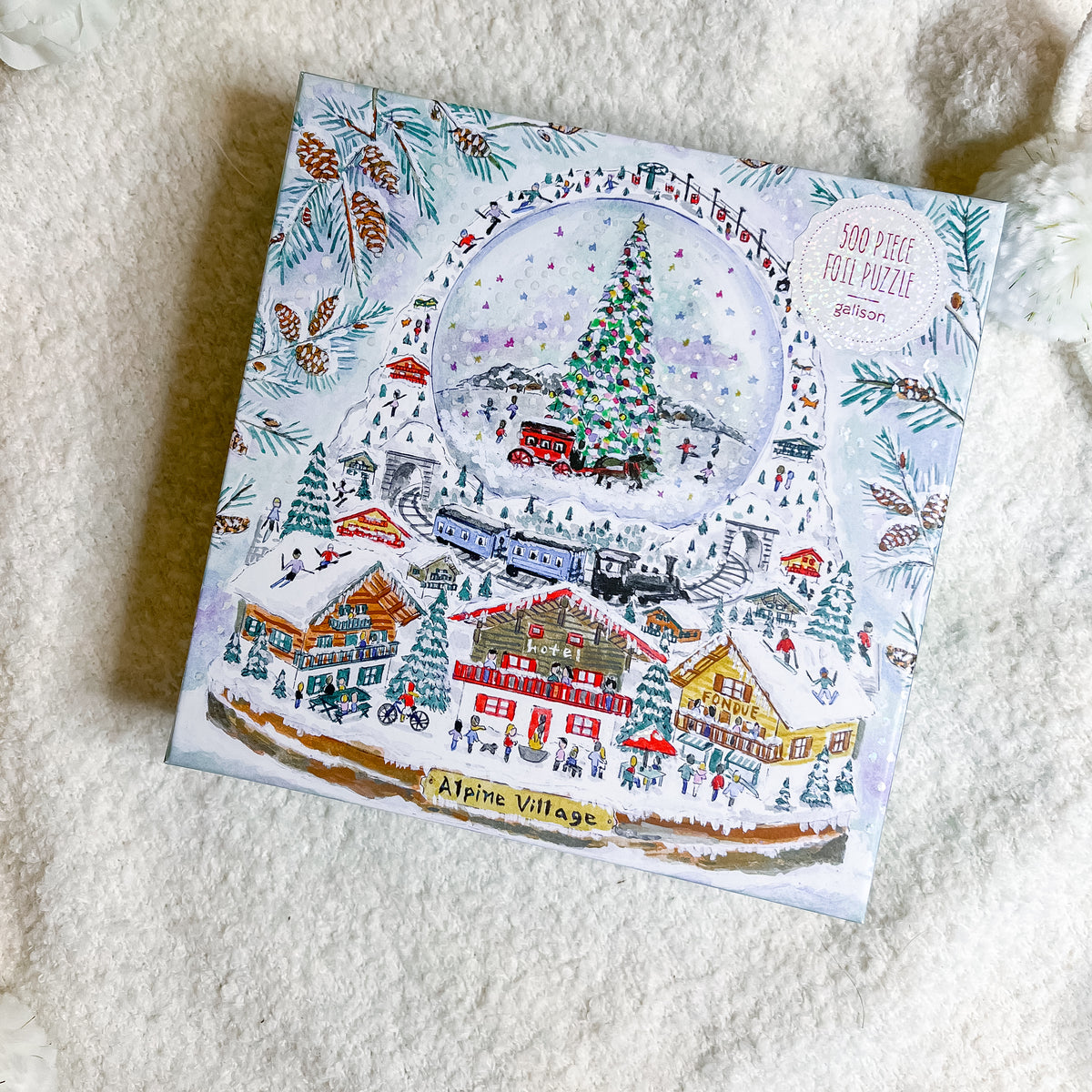 Alpine Village Snowglobe Puzzle by Michael Storrings, 500 pieces