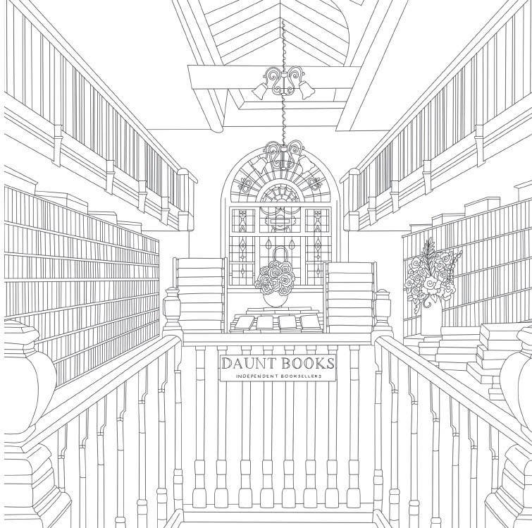 Cozy Bookshops Coloring Book