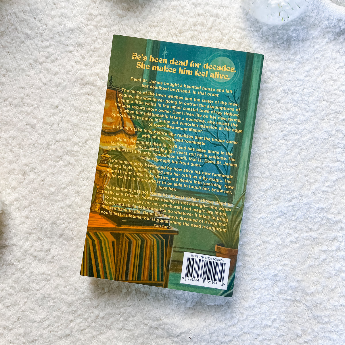 The back cover of a paperback book 