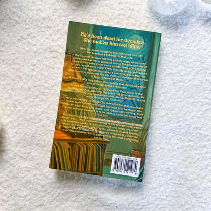 The back cover of a paperback book 