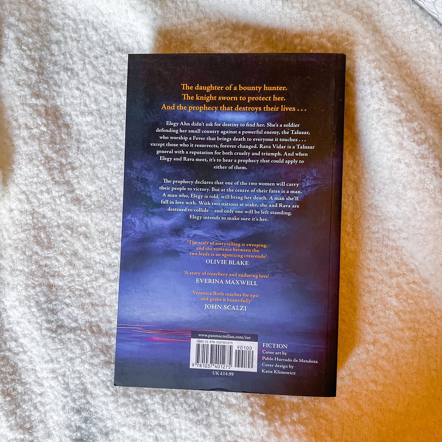 Book back cover on a textured surface