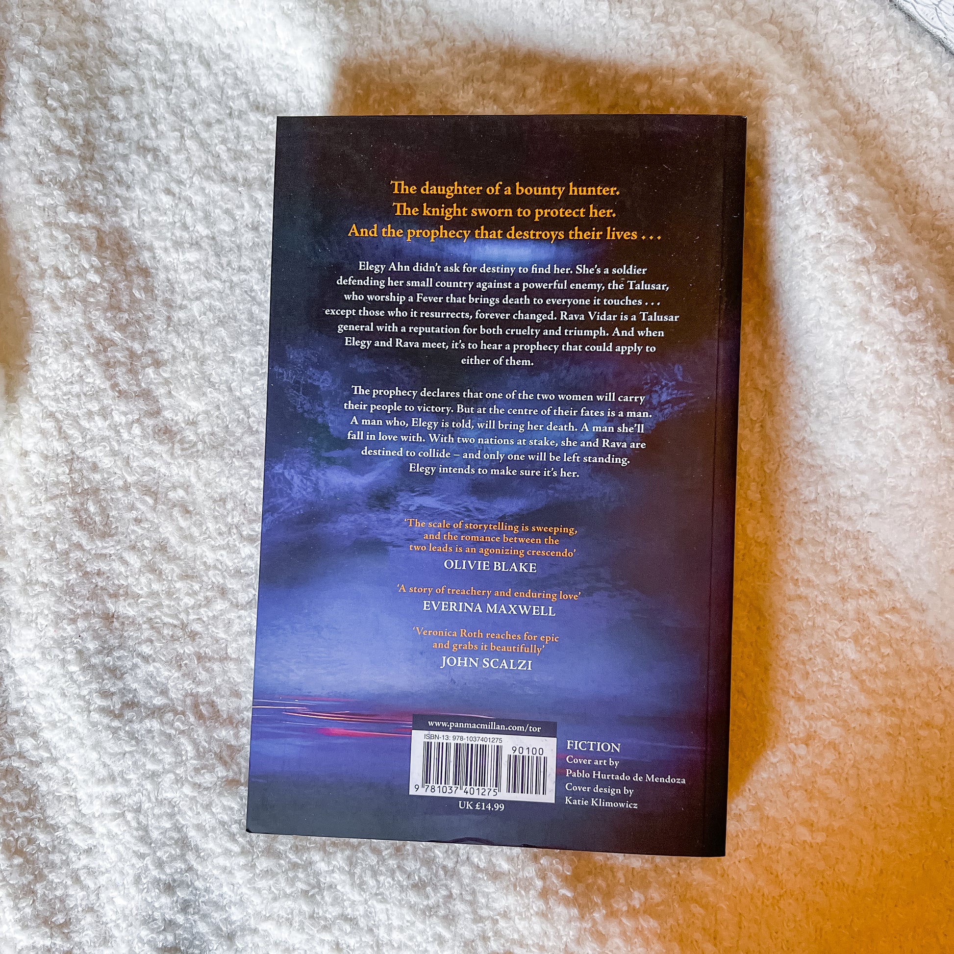 Book back cover on a textured surface