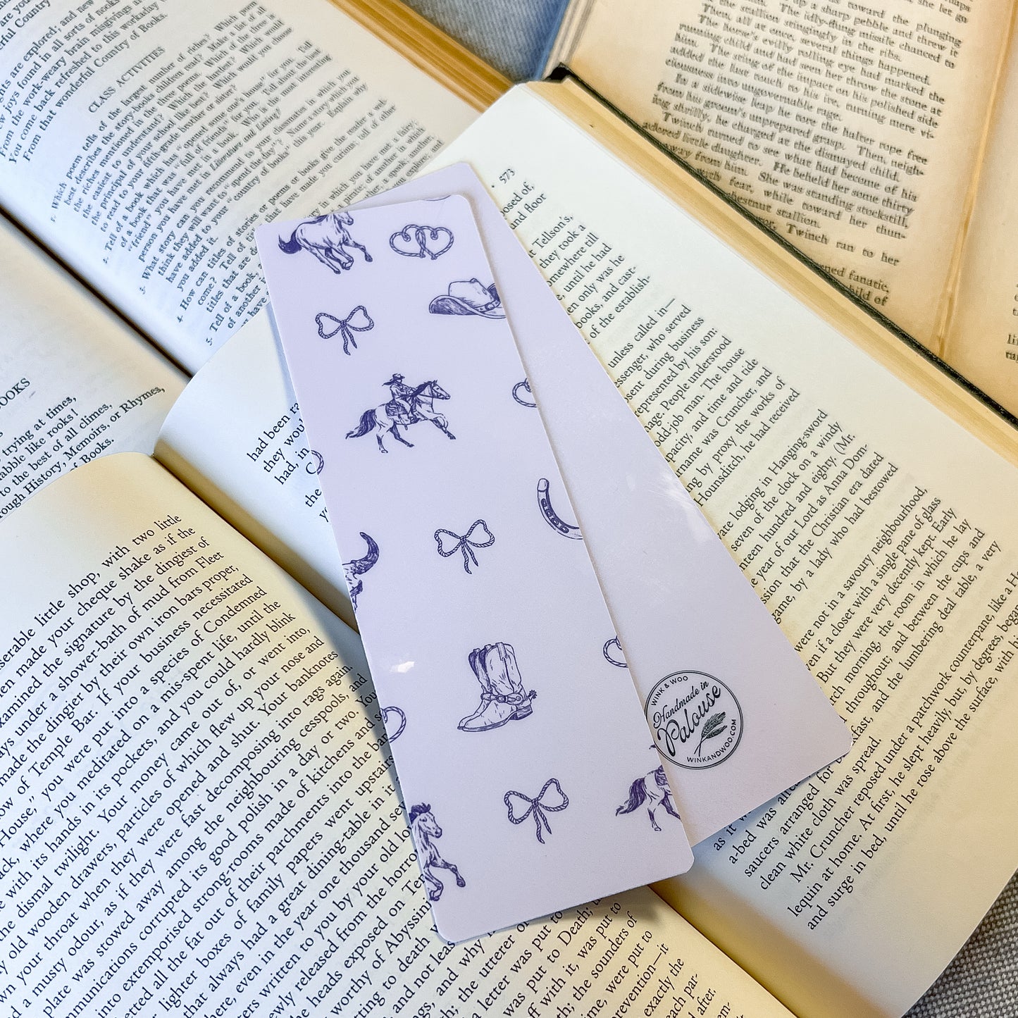 Cowgirl purple bookmark (glossy) – Handmade