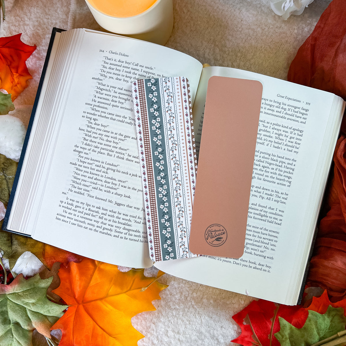 Fall Floral Stripes Bookmark (Velvet) – Handmade