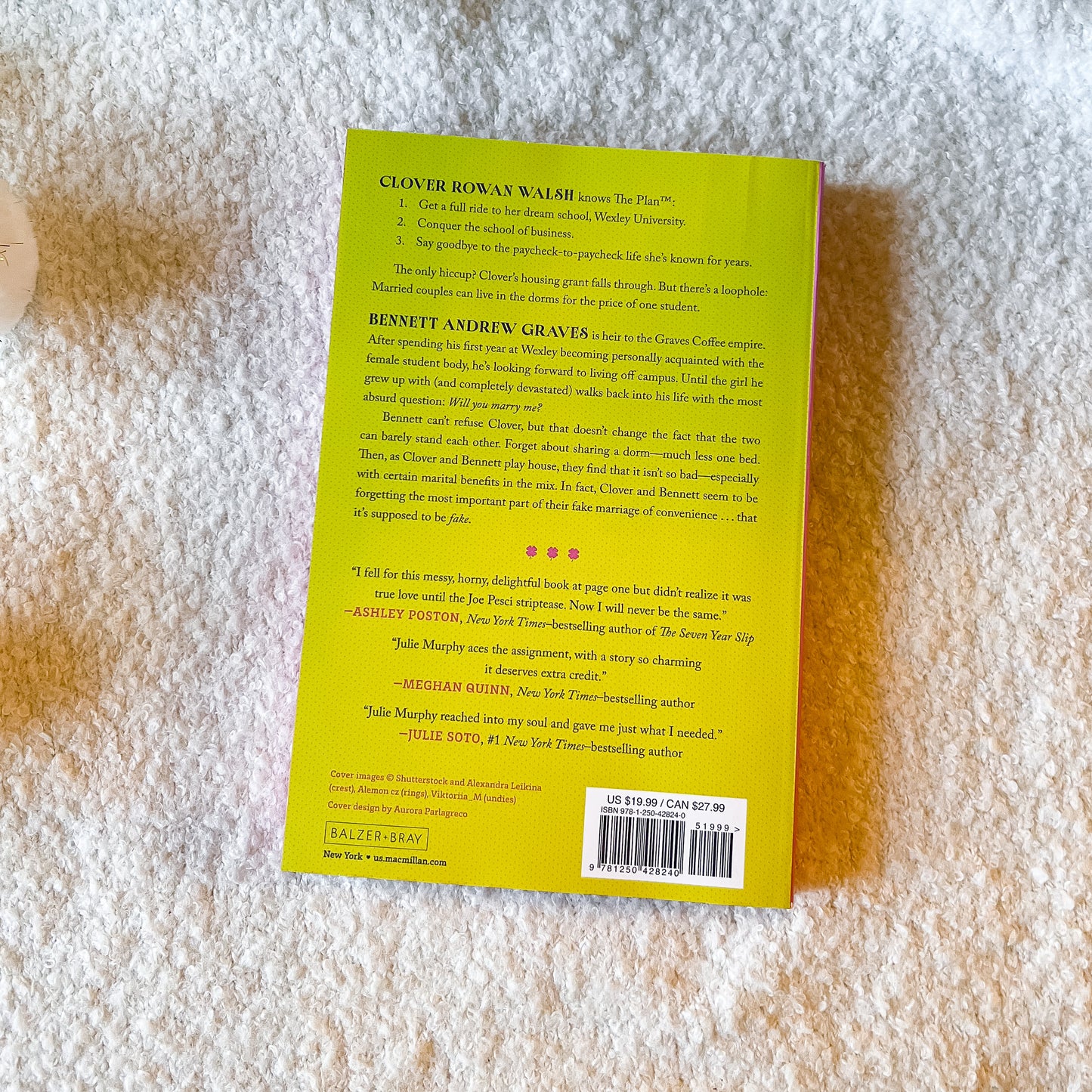 Back cover of 'The Undergrads Student Union' by Julie Murphy with a yellow and pink design.