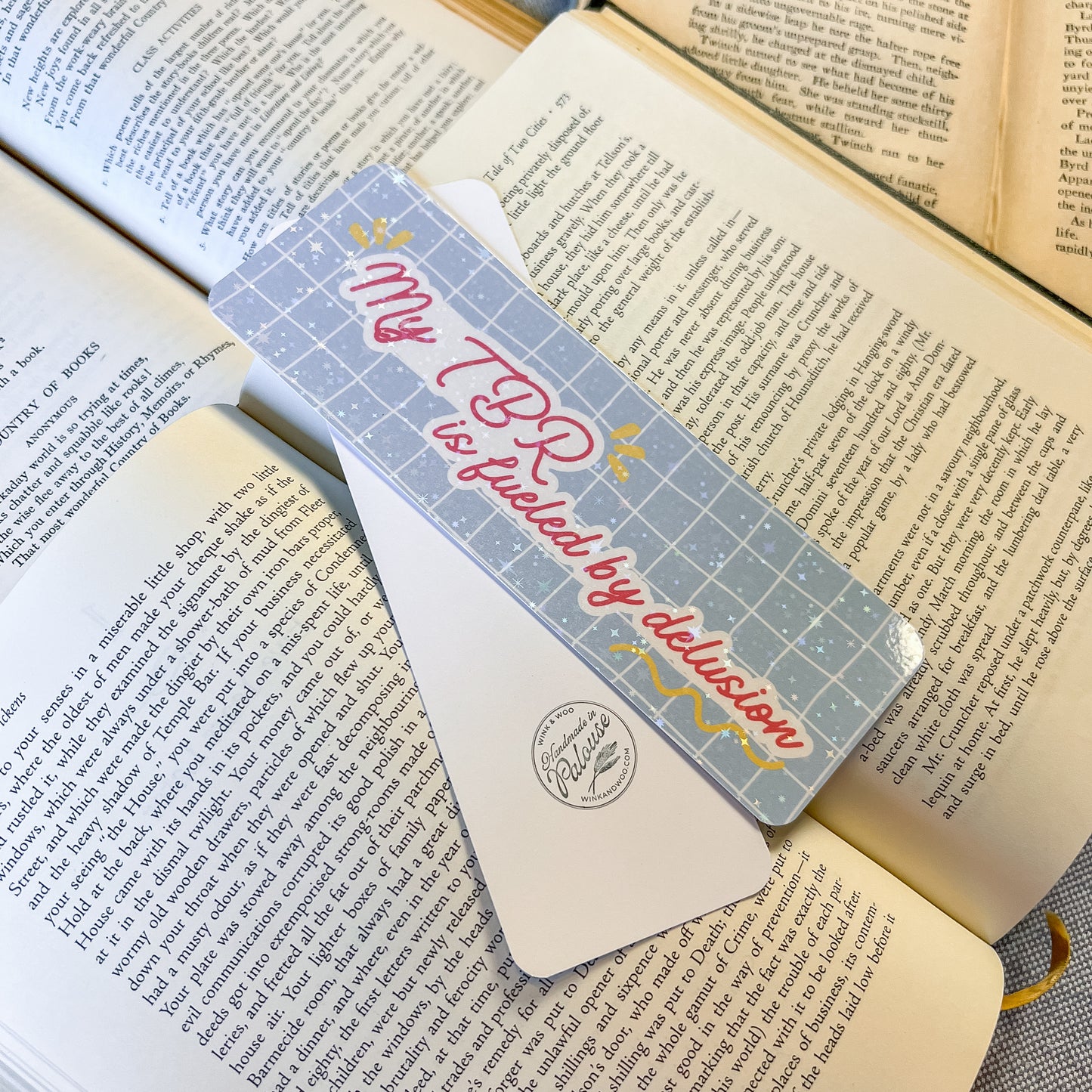 My TBR is fueled by delusion bookmark (sparkle) – Handmade