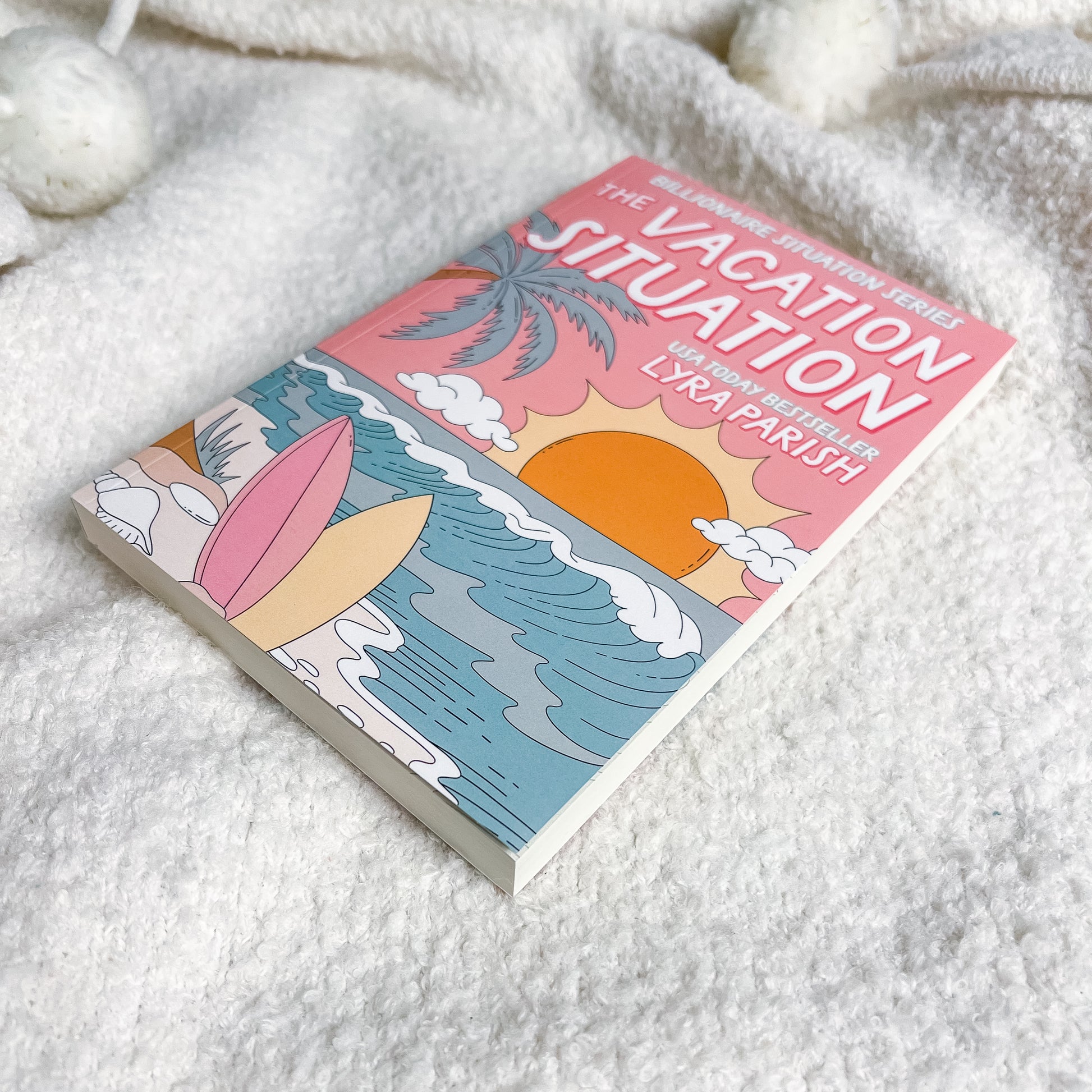 Book titled 'The Vacation Situation' by Lyra Parish on a textured surface