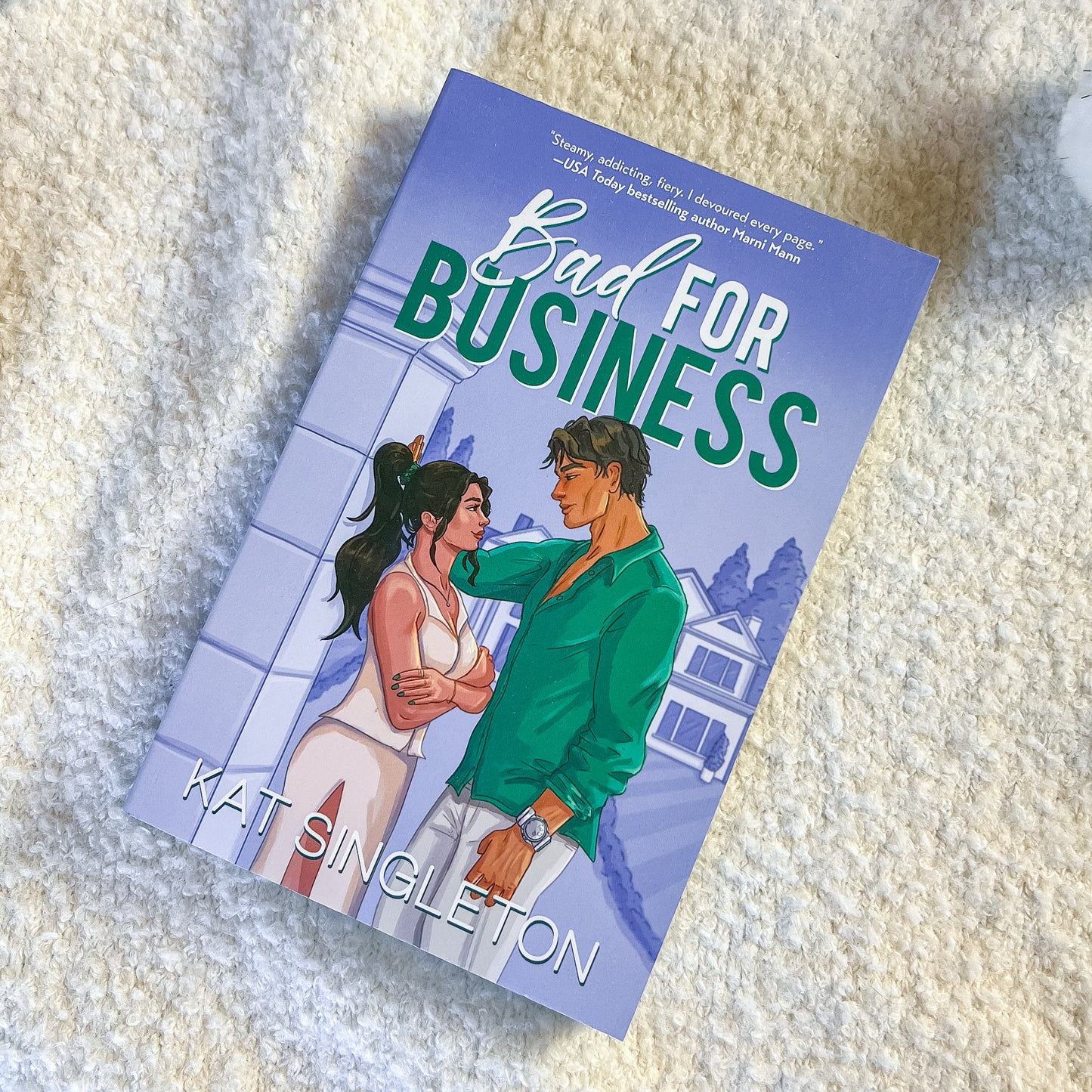 Book cover of 'Bad for Business' by Kat Singleton on a textured surface