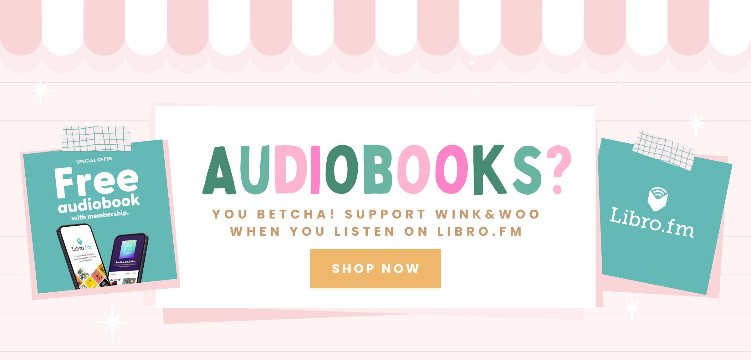 Promotional banner for audiobooks, which shows a deal for a free audiobook with membership from libro.fm