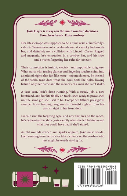 Book back cover with text and a bar code on a green background