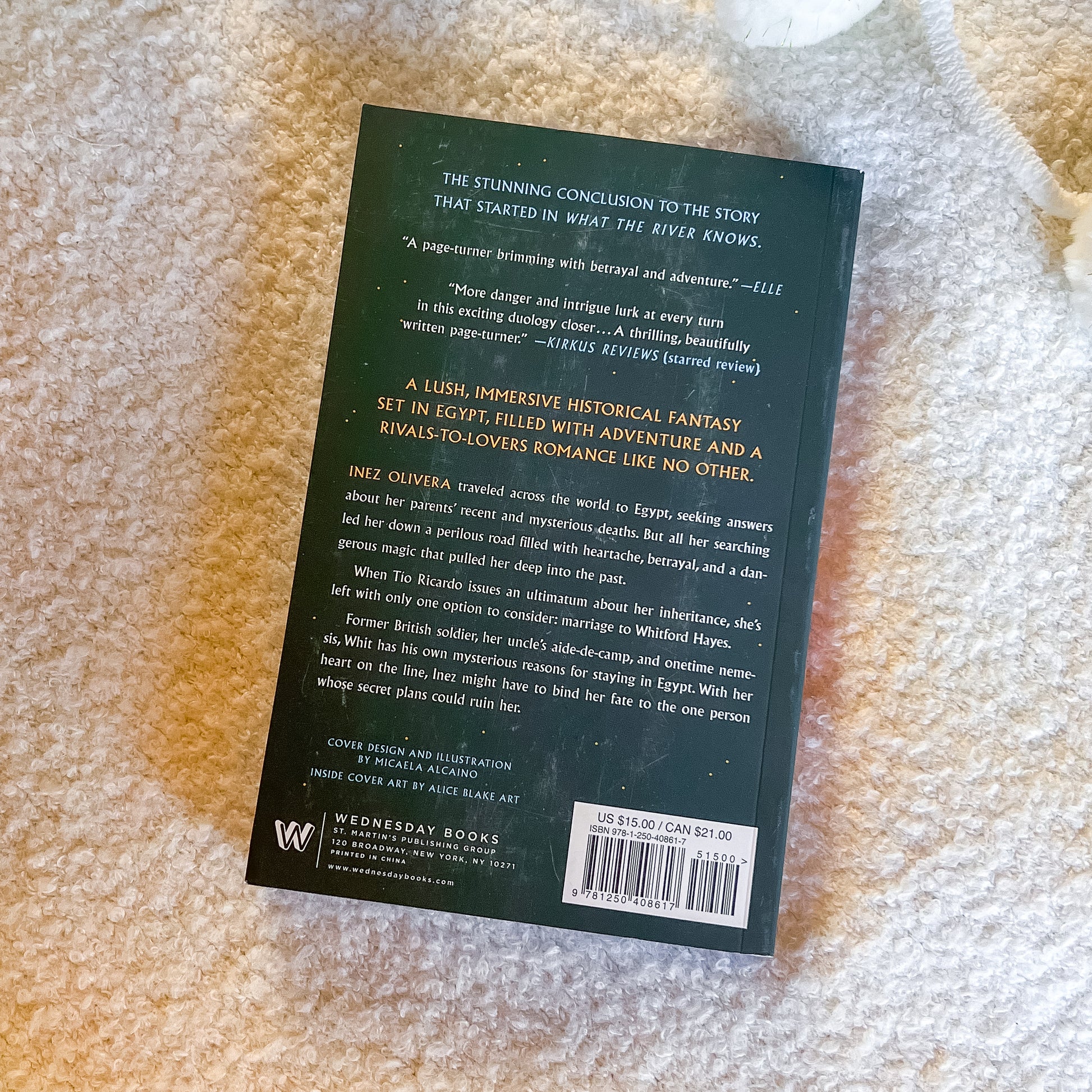 Book back cover on a textured surface