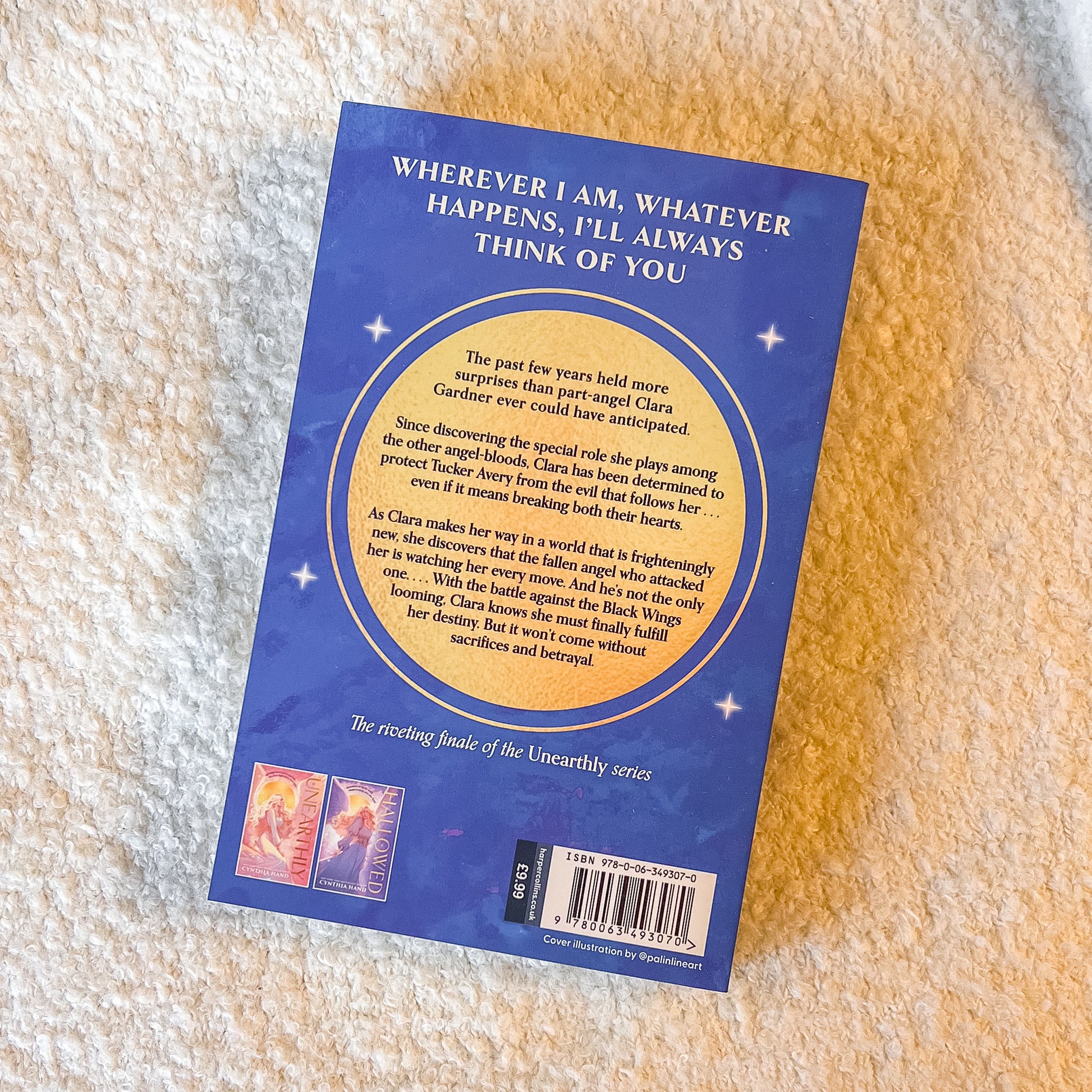 Back of the book "boundless" by Cynthia Hand