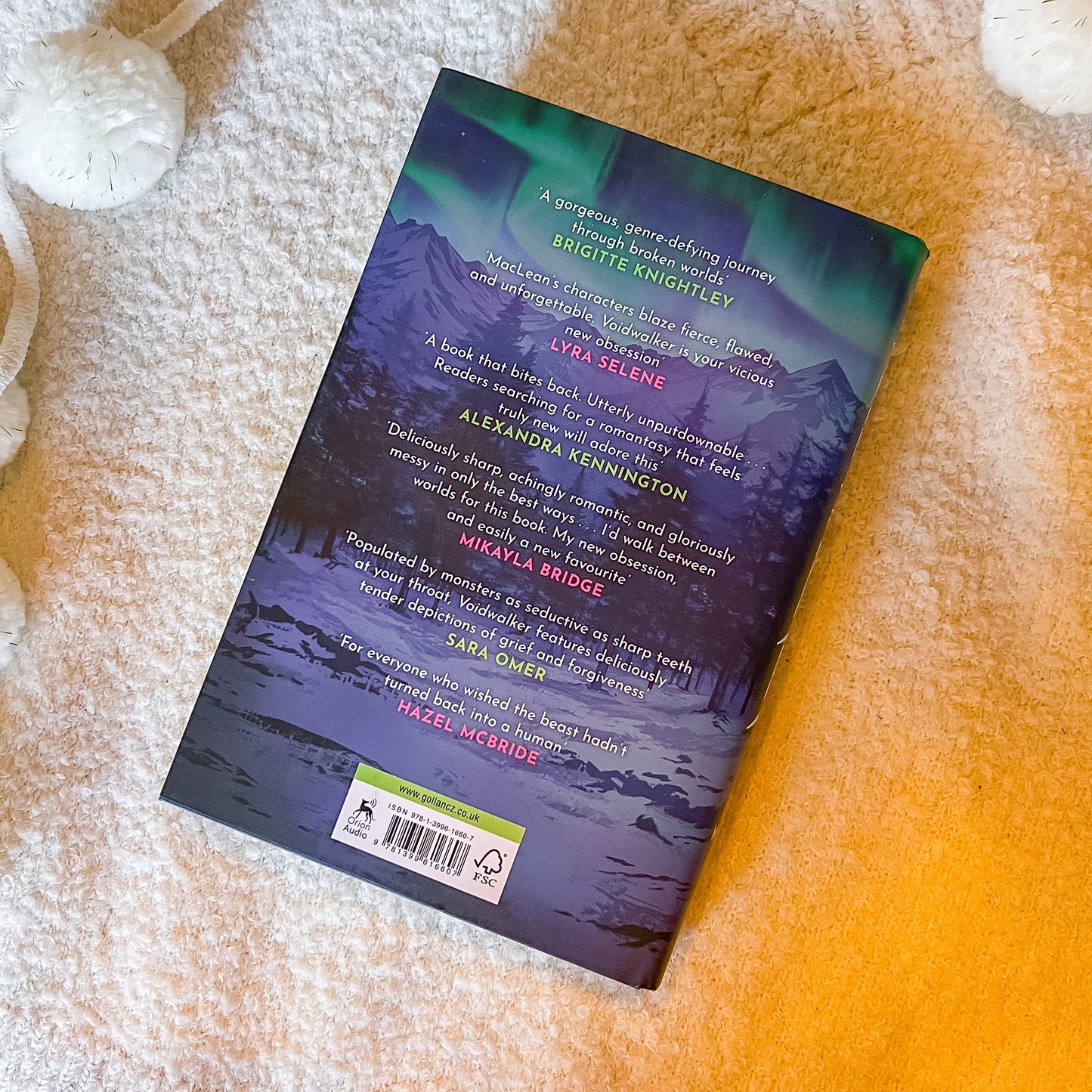 The back cover of the book "Voidwalker" by SA Maclean on a textured white background