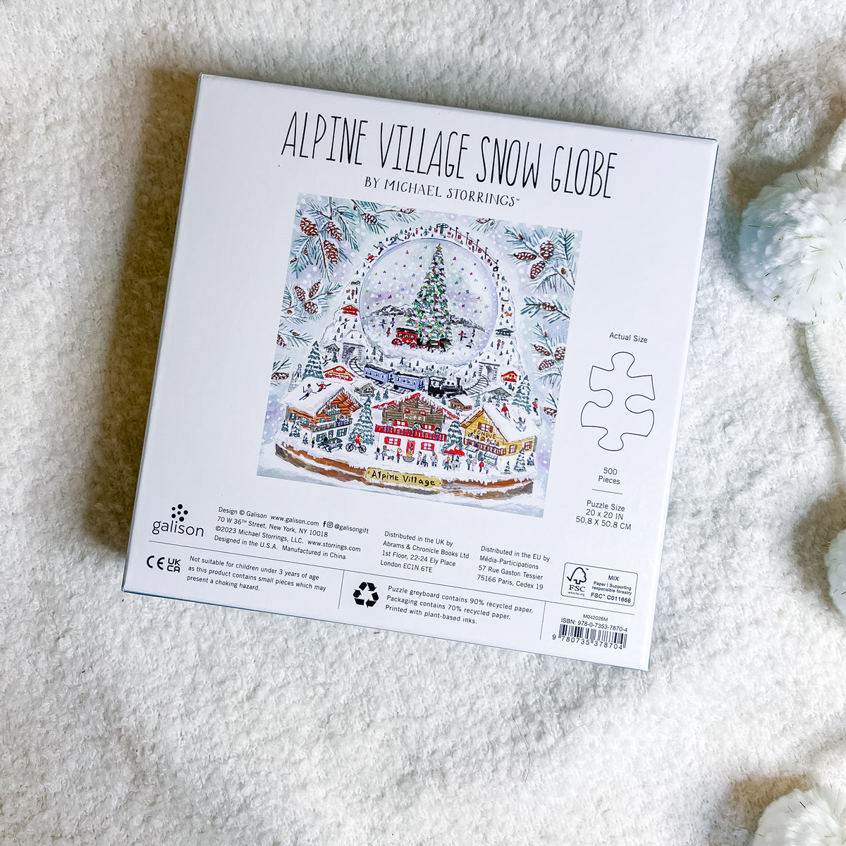 Alpine Village Snowglobe Puzzle by Michael Storrings, 500 pieces
