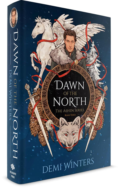 Book cover of 'Dawn of the North' by Demi Winters with a fantasy design on a blue background.