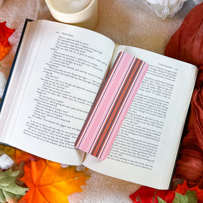 Pink Fall Stripes Bookmark (Velvet) – Handmade