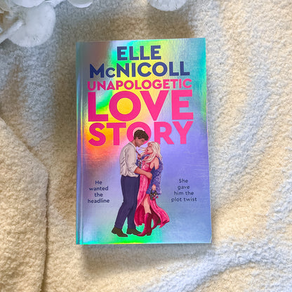 Book titled 'Unapologetic Love Story' by Elle McNicoll on a textured surface