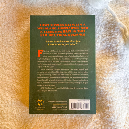 Book back cover with text on a textured surface