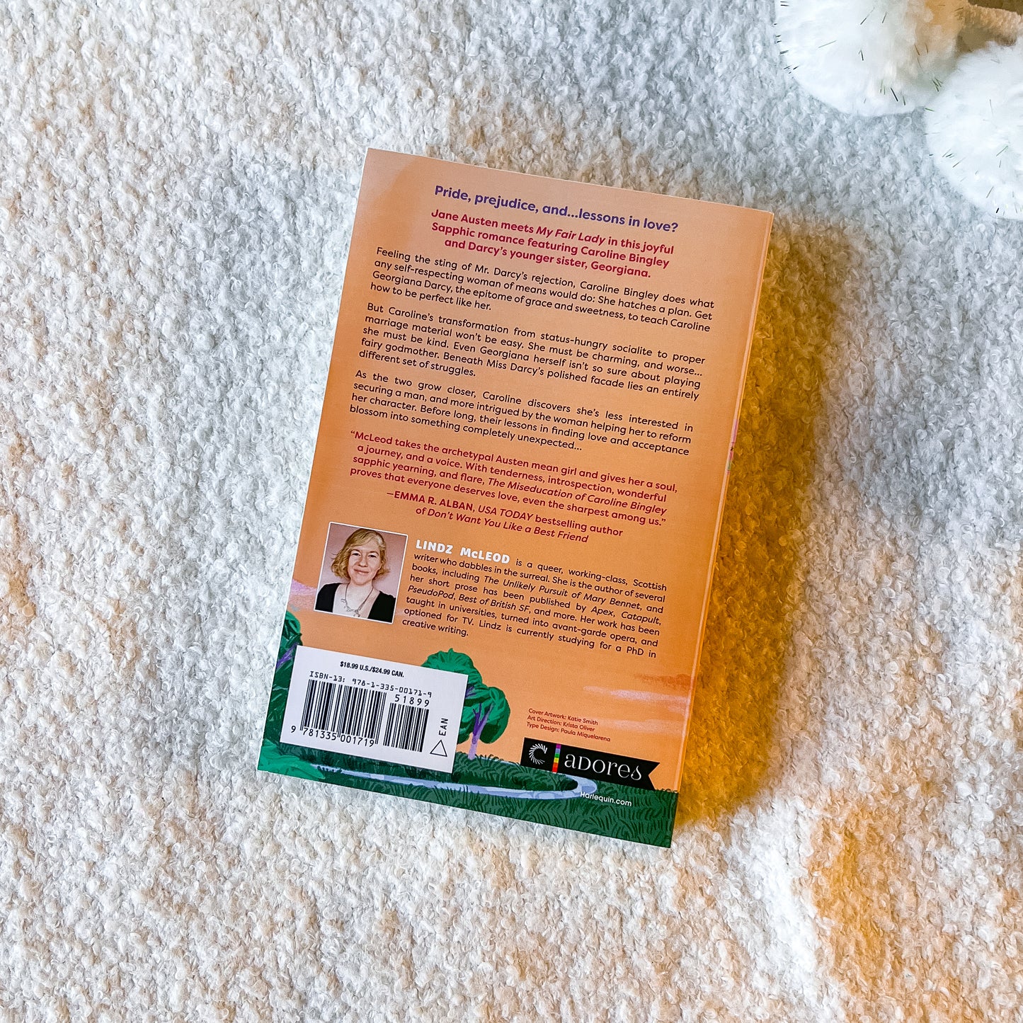 Book back cover on a textured surface