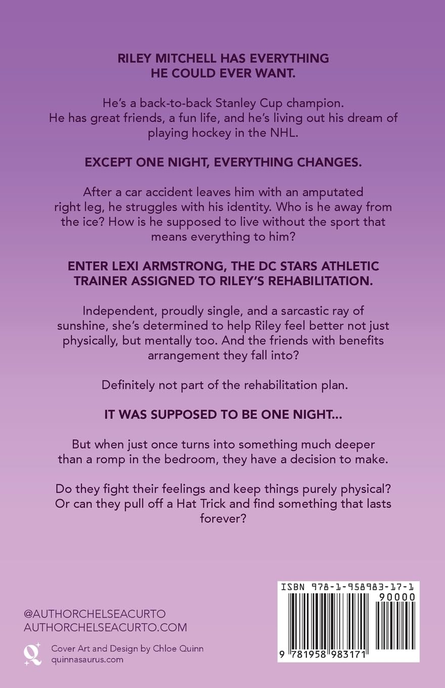 Book back cover with text about a hockey player and his rehabilitation