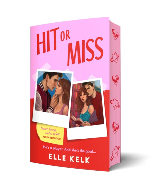 Book cover of 'Hit or Miss' by Elle Kelk with pink and red design
