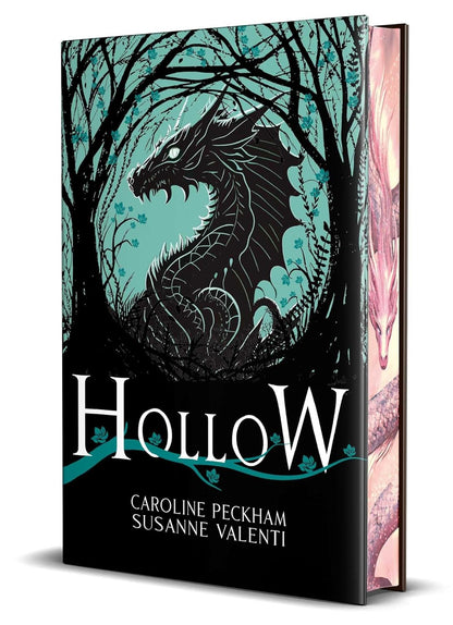 Book cover of 'Hollow' with a dragon illustration on a black background