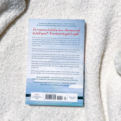 Book cover of 'Every Summer After' on a textured white surface