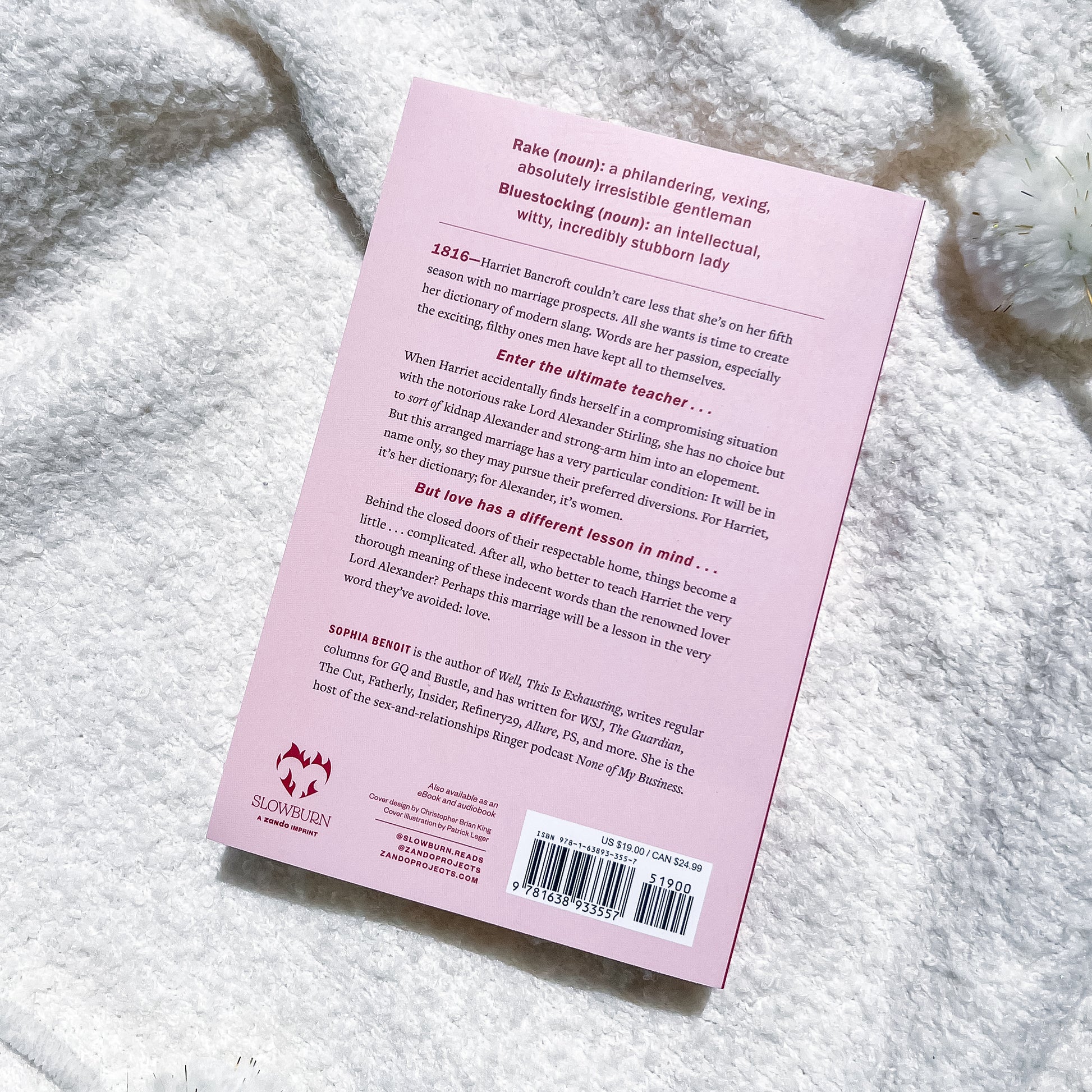 The back of a pink book