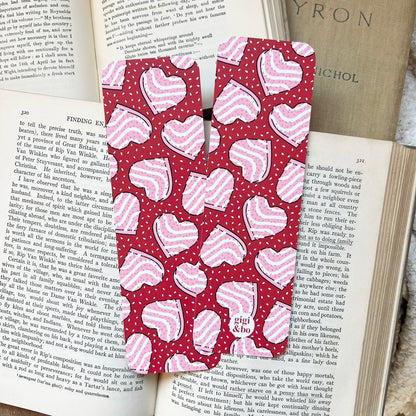 Pink heart cake bookmark