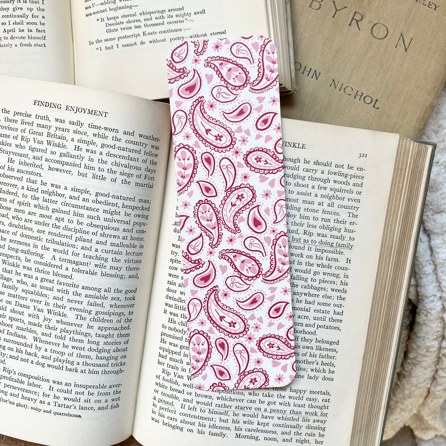 Pink paisley bookmark