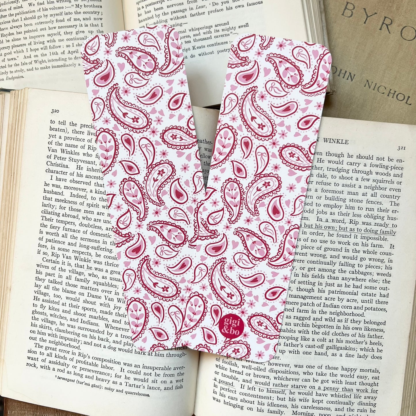 Pink paisley bookmark