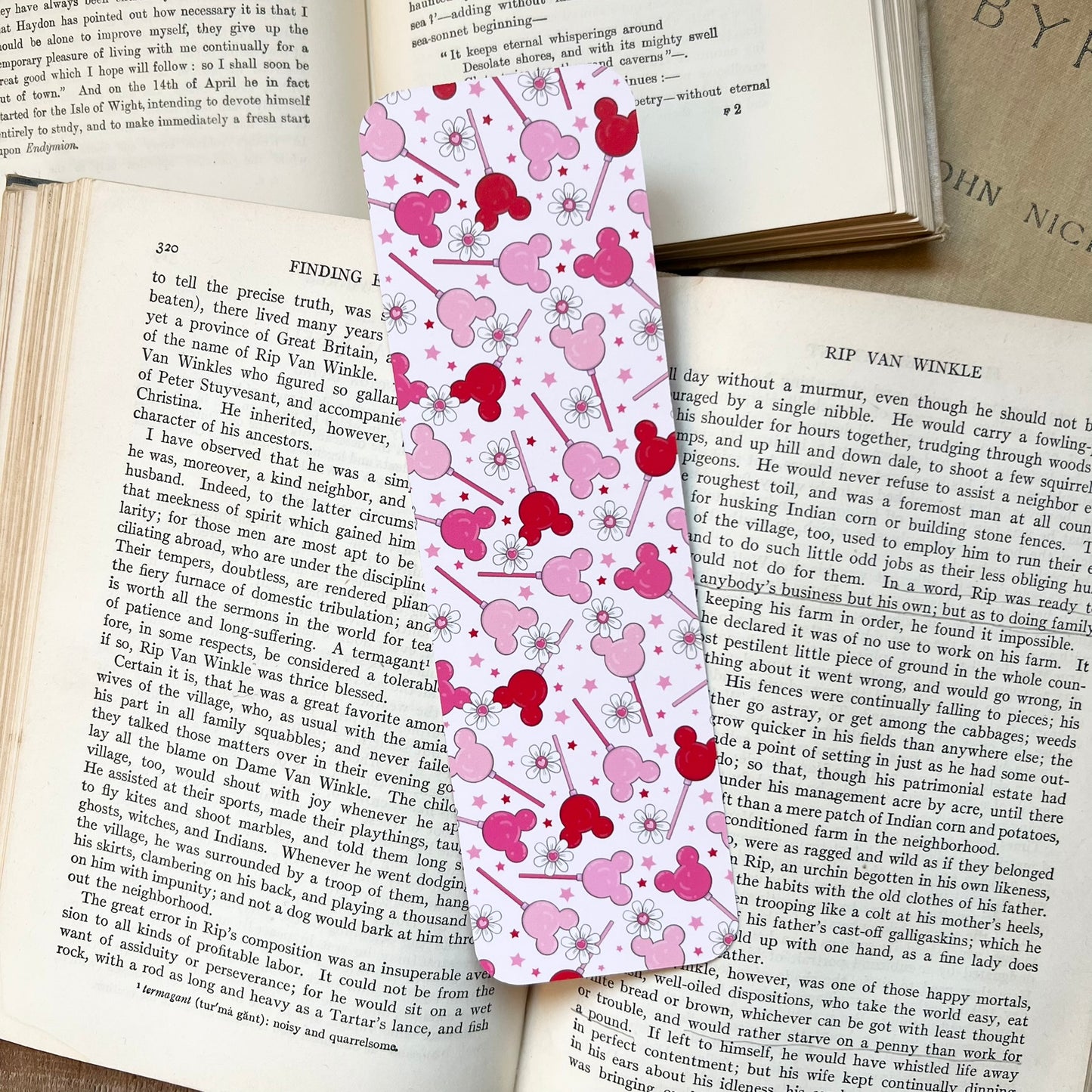Pink mouse pop bookmark