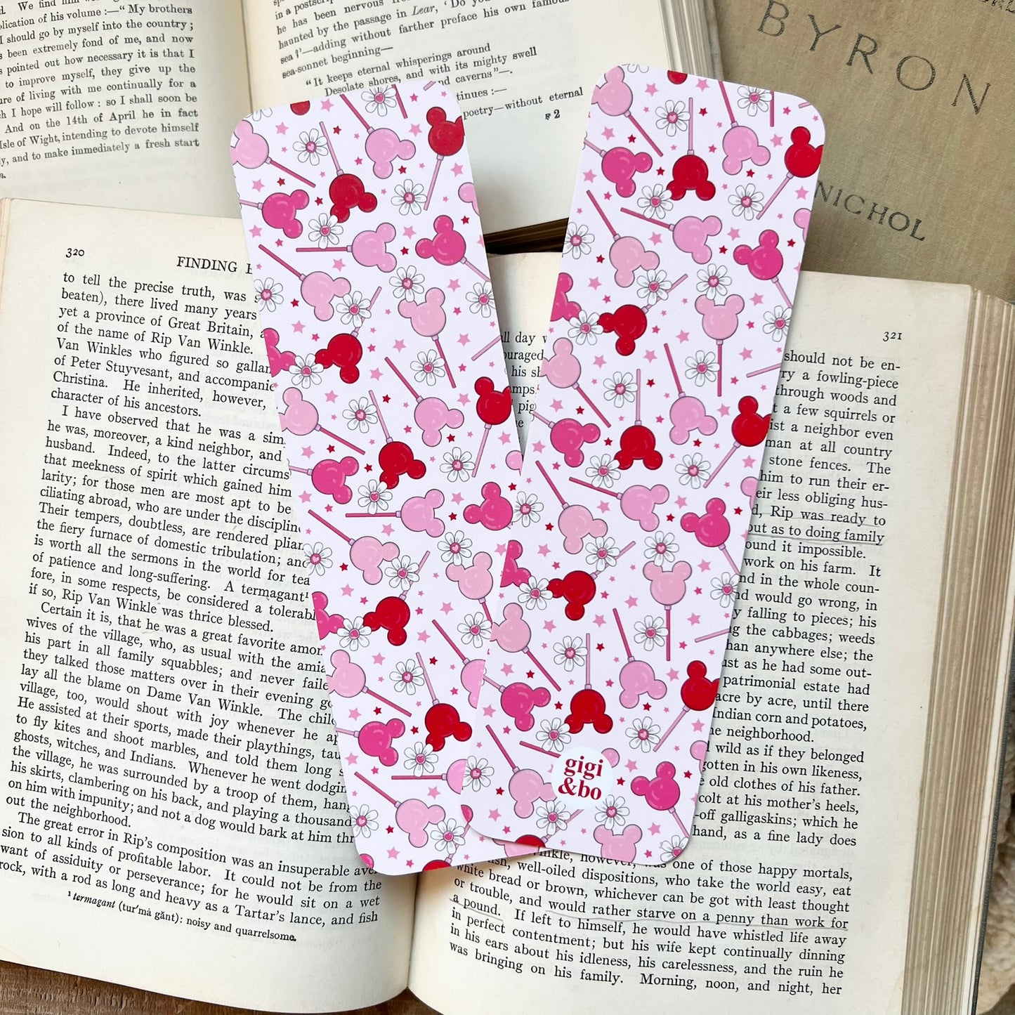 Pink mouse pop bookmark